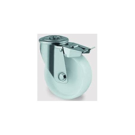 ROULETTE POLYAMIDE CHAPE A OEIL INOX Ø125 PIVOT FREIN REF 320020