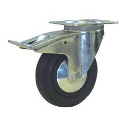 ROULETTE PIVOT AVEC FREIN BANDAGE CAOUTCHOUC 160X50 REF 183424