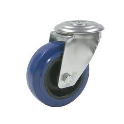 ROULETTE SANS FREIN INOX A OEIL Ø125 BANDAGE BLEU HT REF 420065