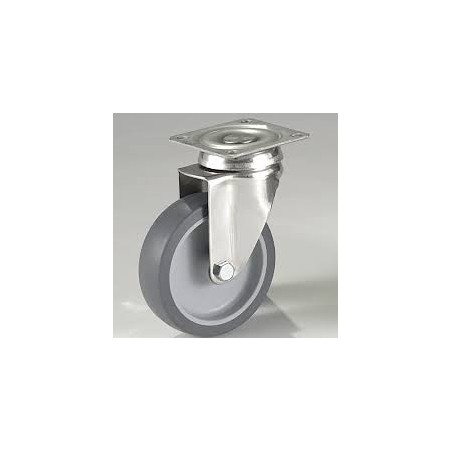 ROULETTE PLATINE 4T INOX Ø75 BANDAGE GRIS REF  340063