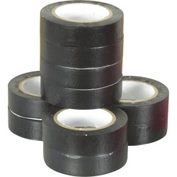 LOT DE 10 RLX PVC ELECTRICITE - ISOLANT 15MMX10M NOIR