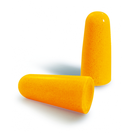 BOUCHON D'OREILLES ANTI-BRUIT PU ORANGE - 200 PIECES EN SACHETS INDIVIDUELS