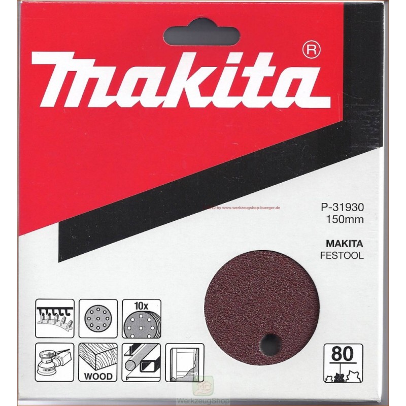 10 DISQUES MAKITA VELCRO Ø150 G80