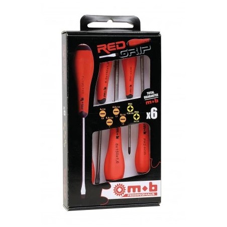 JEU 6 TOURNEVIS REDGRIP 4 FENTE+2 PH