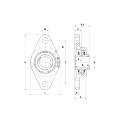 PALIER COMPLET FONTE APPLIQUE OVALE 2 TROUS REF UCFL207