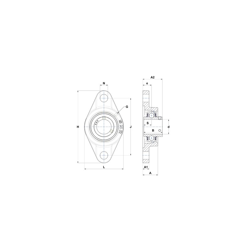 PALIER COMPLET FONTE APPLIQUE OVALE 2 TROUS REF UCFL210