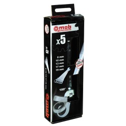 JEU 5 CLES ARTICULEES MIXTES A CLIQUET DE 8 A 19 MM