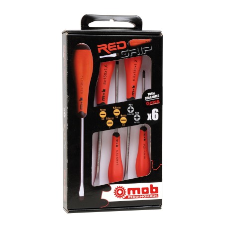 JEU 6 TOURNEVIS REDGRIP 4 FENTE + 2 PZ