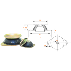 PLOT ANTIVIBRATOIRE CAOUTCHOUC Ø40 HT20  F/F M6