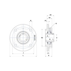 PALIER COMPLET FONTE APPLIQUE 4 TROUS REF UCFC214