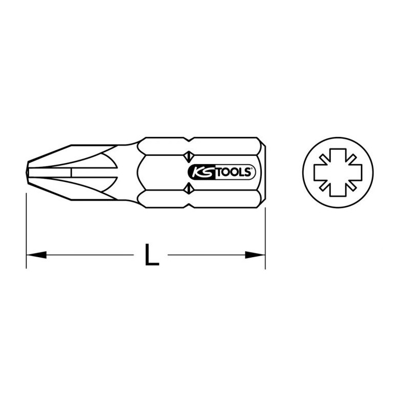 BOITE DE 5 EMBOUTS DE VISSAGE POZIDRIV® 1/4", L.25 MM PZ2