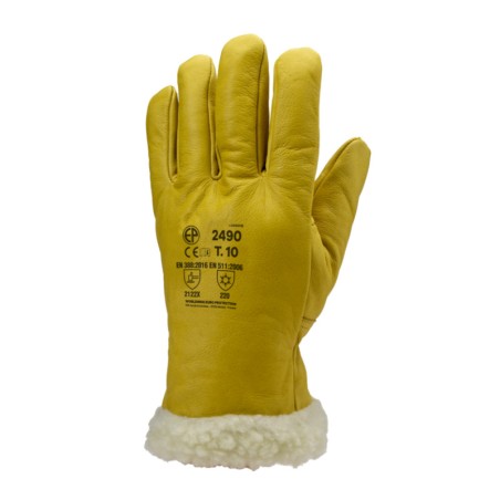 GANTS DE PROTECTION THERMIQUES ENTIEREMENT FOURRES COLORIS JAUNE