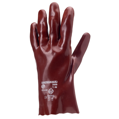GANTS SPÉCIALISÉS EN PROTECTION CHIMIQUE 27CM PVC ROUGE