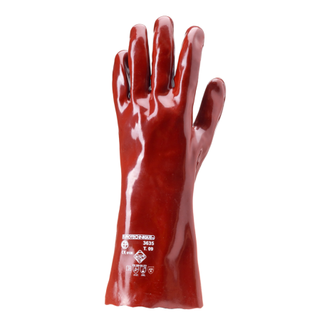 GANTS SPÉCIALISÉS EN PROTECTION CHIMIQUE 35CM PVC ROUGE