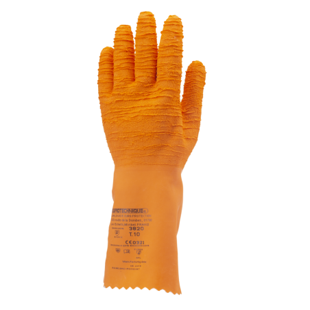 GANTS SPÉCIALISÉS EN PROTECTION CHIMIQUE 34CM EN LATEX ORANGE CREPÉ