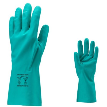 GANTS SPÉCIALISÉS EN PROTECTION CHIMIQUE 33CM EN NITRILE VERT
