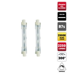 2 AMPOULES ECO HALOGENE CRAYON R7S 78mm 2250lm 150W 2950K