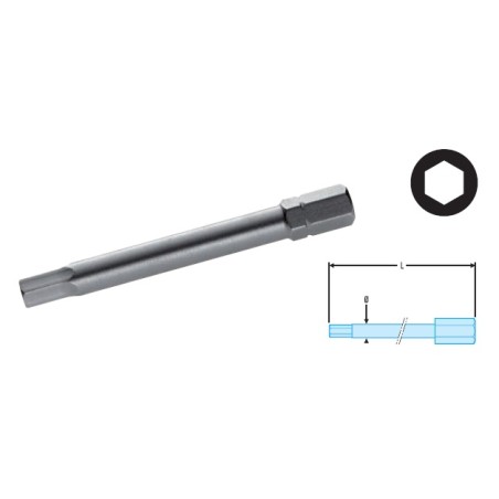 EMBOUT STANDARD LONG SERIE 2 POUR VIS 6 PANS CREUX Ø10 REF EH.210L