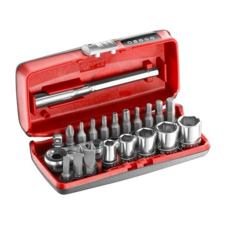 COFFRET DOUILLES 1/4" 6 PANS MÉTRIQUES ET EMBOUTS - 23P REF R1PICOPB