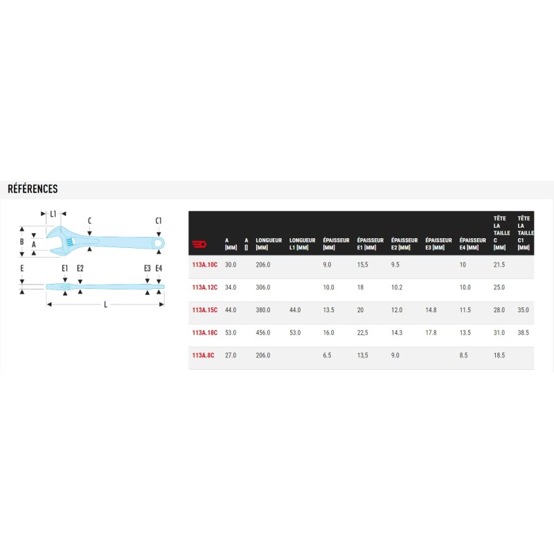CLE A MOLETTE CHROMEE REF 113A.