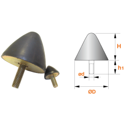 PLOT ANTIVIBRATOIRE CONIQUE CAOUTCHOUC Ø95 HT80 M/ M16