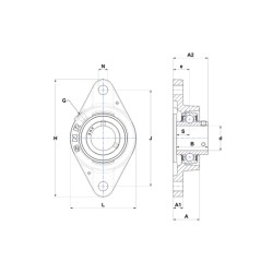 PALIER COMPLET FONTE APPLIQUE OVALE 2 TROUS REF UCFLE202