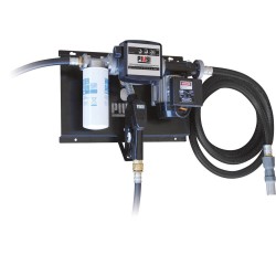 POMPE A GASOIL 230V 72L/MIN + PISTOLET AUTO + VOLUCOMPTEUR + FILTRE ABSORPTION D'EAU - STATION MURALE