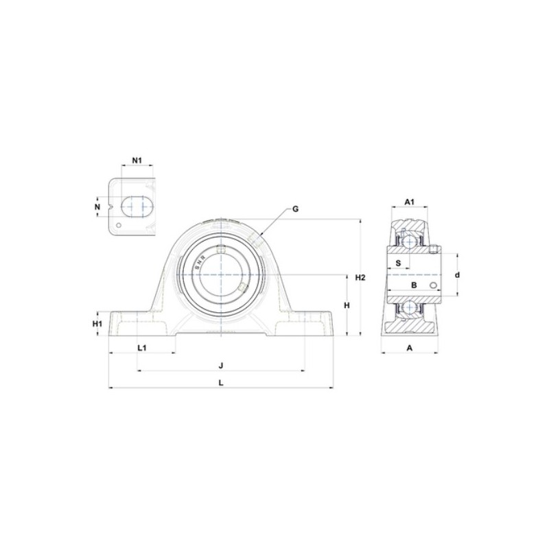 PALIER COMPLET FONTE AUTO-ALIGNEUR A SEMELLE REF UCPE206