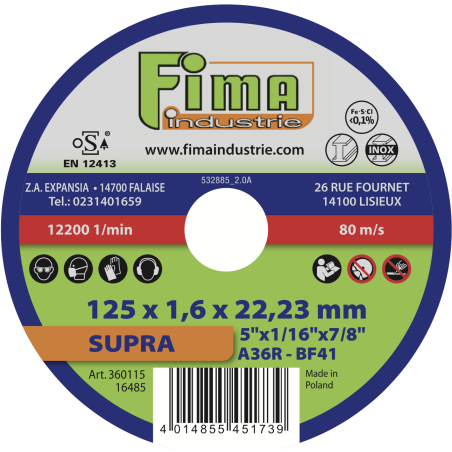 BOITE DE 25 DISQUES A TRONCONNER 125X1.6 SUPRA MDD