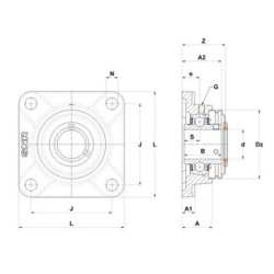 PALIER COMPLET FONTE APPLIQUE 4 TROUS REF UCF208CC