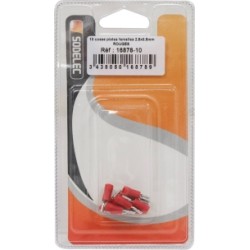 10 COSSES PLATES FEMELLES 2.8X0.5MM ROUGES EN BLISTER