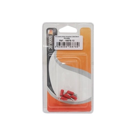 10 COSSES PLATES FEMELLES 2.8X0.5MM ROUGES EN BLISTER