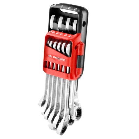 JEU DE 10 CLÉS MIXTES À FOURCHE À CLIQUET MÉTRIQUES REF 467BR.JP10PB