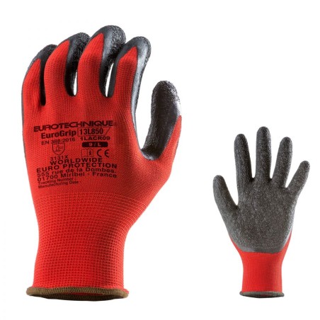 GANTS DE MANUTENTION ET DE PRÉCISION ROUGE ENDUITS LATEX NOIR