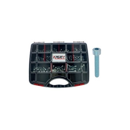 Coffret vis à métaux tête cylindrique hexagonale creuse DIN 912 acier zingué blanc