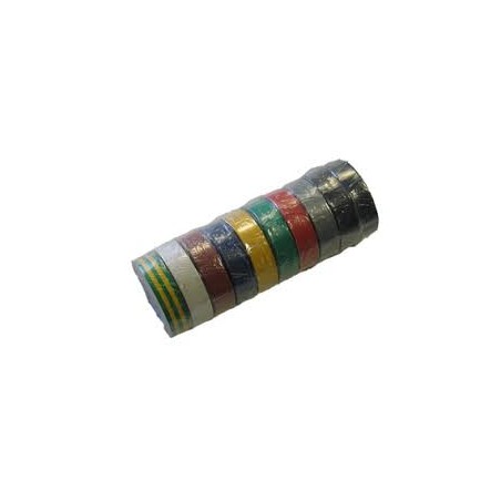PVC ELECTRICIEN MULTICOLORE - tour de 10 rouleaux  - Long 10M x Larg : 15mm