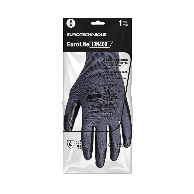 GANTS DE MANUTENTION ET DE PRÉCISION GRIS ENDUITS NITRILE NOIR