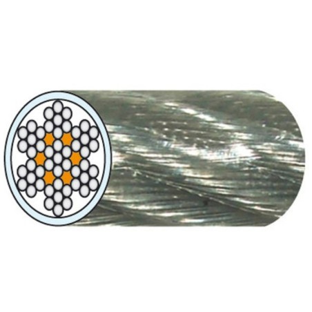 CÂBLE GALVA D.5,0/7,0 AM 7X7 PVC CRISTAL CRM 1780 kg LE METRE - 25m minimum