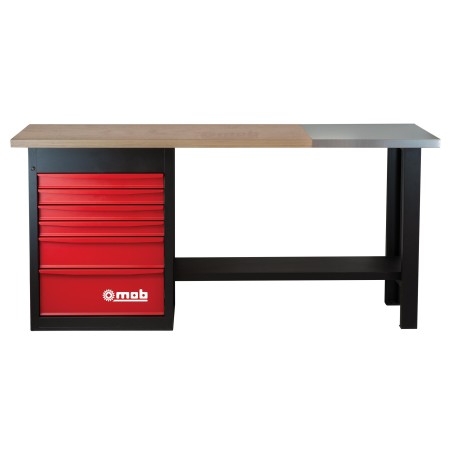 ETABLI 6 TIROIRS LONGUEUR 2M AVEC PLAQUE INOX