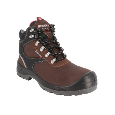 CHAUSSURES DE SECURITES HAUTES EN CUIR MARRON S3
