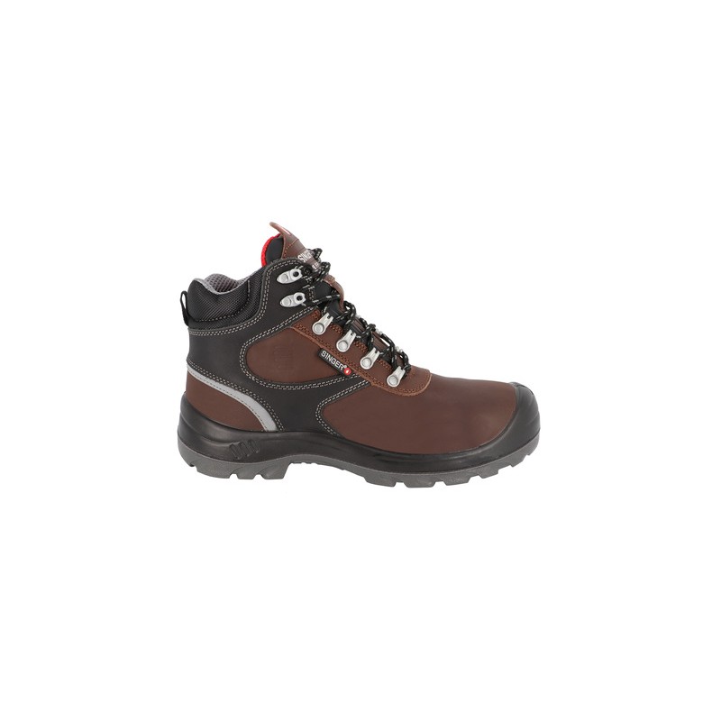 CHAUSSURES DE SECURITES HAUTES EN CUIR MARRON S3