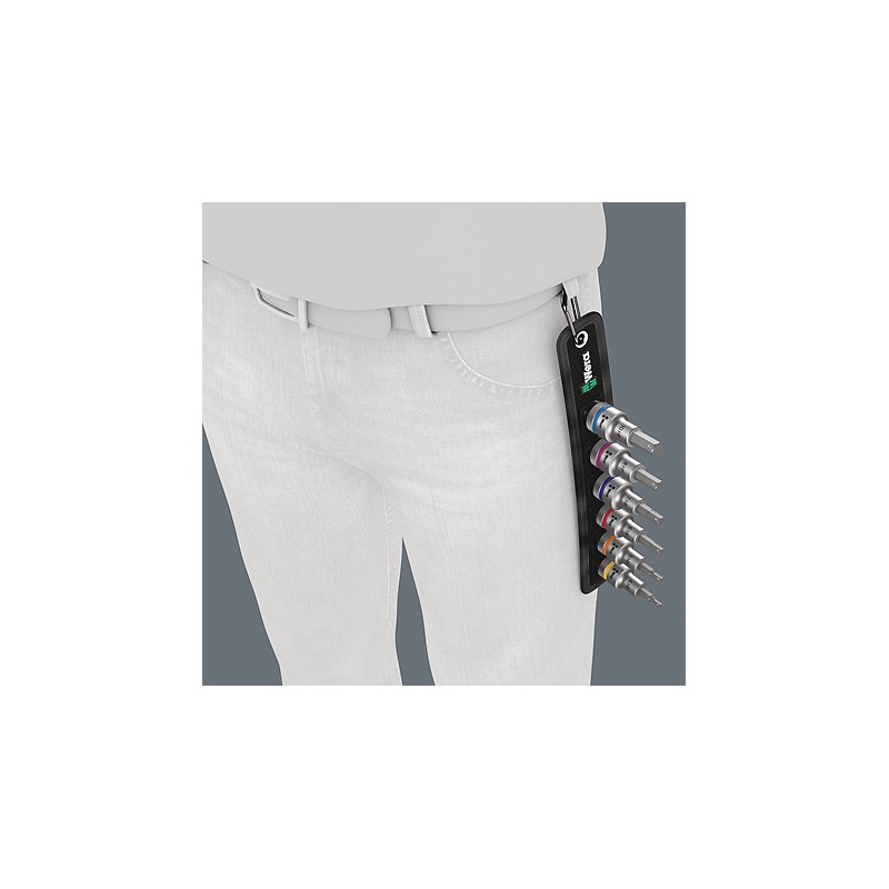 JEU DE 7 DOUILLES-EMBOUTS WERA BELT C2 ZYKLOP 6 PANS 1/2"