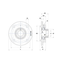 PALIER COMPLET FONTE APPLIQUE 4 TROUS REF ESFC208