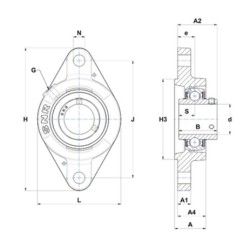 PALIER COMPLET FONTE APPLIQUE OVALE 2 TROUS REF UCFLZ206