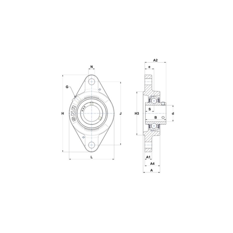 PALIER COMPLET FONTE APPLIQUE OVALE 2 TROUS REF UCFLZ206