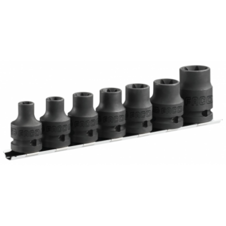 JEU DE 7 DOUILLES IMPACT TORX®1/2" SUR RACK REF NSTX.J7