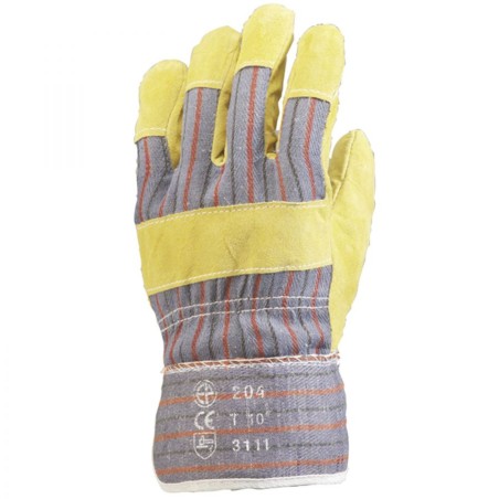 GANTS DE MANUTENTION GÉNÉRALE EN CROUTE JAUNE EUROSTRONG 204 T 10