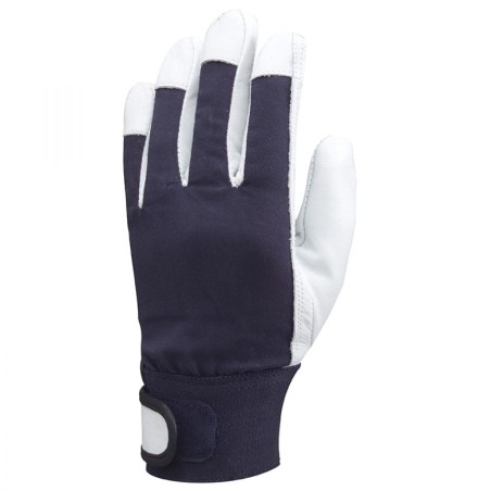 GANTS DE MANUTENTION GÉNÉRALE BLANC ET BLEU EN FLEUR DE CHEVRE