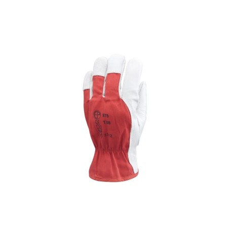 GANTS DE MANUTENTION GÉNÉRALE BLANC ET ROUGE EN FLEUR DE VACHETTE