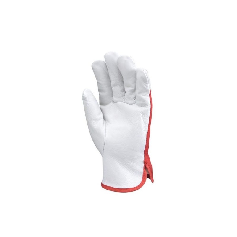 GANTS DE MANUTENTION GÉNÉRALE BLANC ET ROUGE EN FLEUR DE VACHETTE